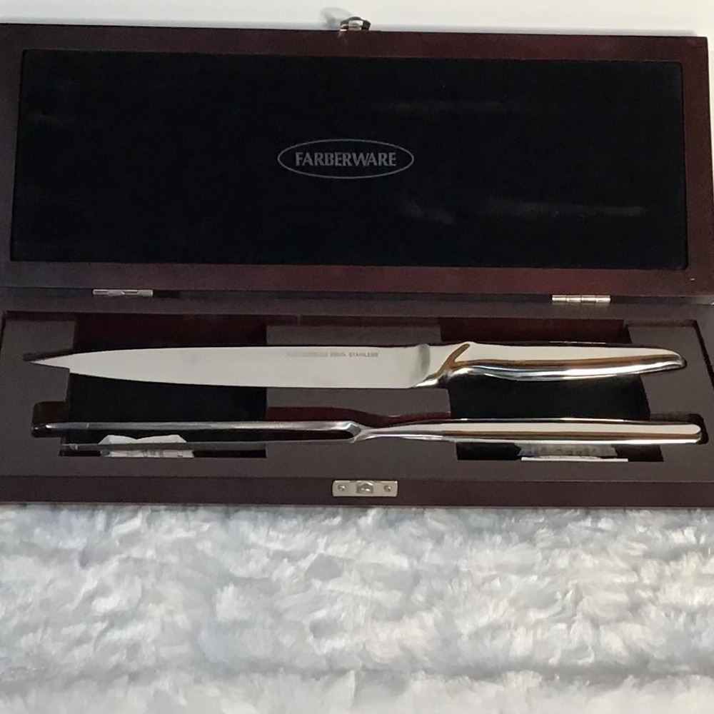 Farberware 200 Series 2 Piece Carving Set Stainless Steel 8in Slicer 6in Fork